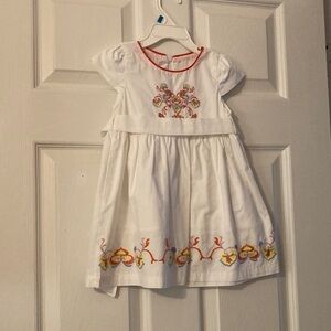 White Embroidered Kids Dress